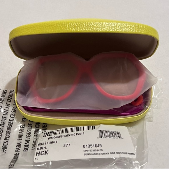 Authentic Emilio Pucci 59mm Geometric Sunglasses Shiny Orange/Mirror Lens - Picture 16 of 17